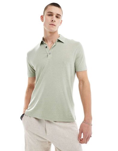 Polo en lin avec col ouvert - clair - Abercrombie & Fitch - Modalova