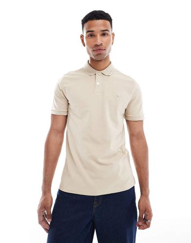 Polo en piqué avec logo emblématique et liserés - Beige - Abercrombie & Fitch - Modalova