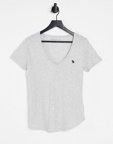 T-shirt à col en V avec logo - Abercrombie & Fitch - Modalova