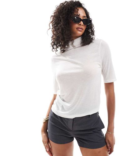 Top en jersey transparent à manches mi-longues et col montant - cassé - Abercrombie & Fitch - Modalova