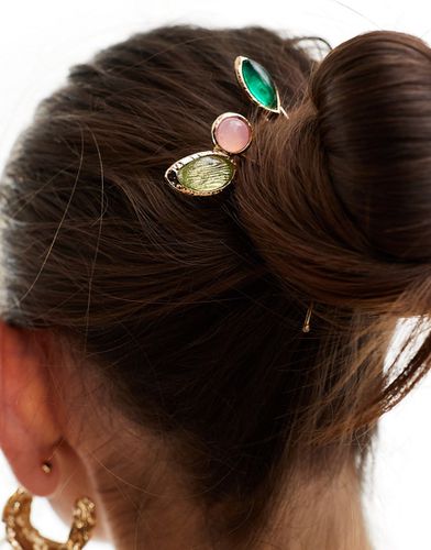Épingles à cheveux ornées de pierres - Vert et rose - Accessorize - Modalova
