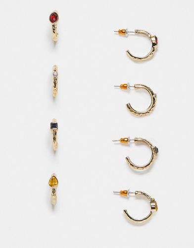 Lot de 4 petites créoles ornées de bijoux - Accessorize - Modalova