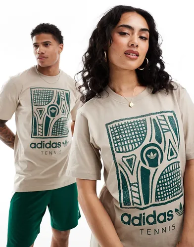 T-shirt unisexe à imprimé Tennis - Beige - Adidas Originals - Modalova