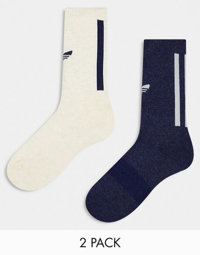 Trefoil - Lot de 2 paires de chaussettes - Blanc cassé et bleu marine - Adidas Originals - Modalova