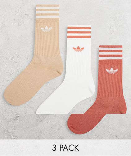 Adicolor - Lot de 3 paires de chaussettes avec logo trèfle - Blanc et beige - Adidas Originals - Modalova