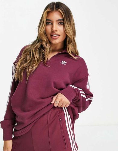 Adicolor - Sweat à fermeture éclair partielle et logo trois bandes - Pourpre - Adidas Originals - Modalova
