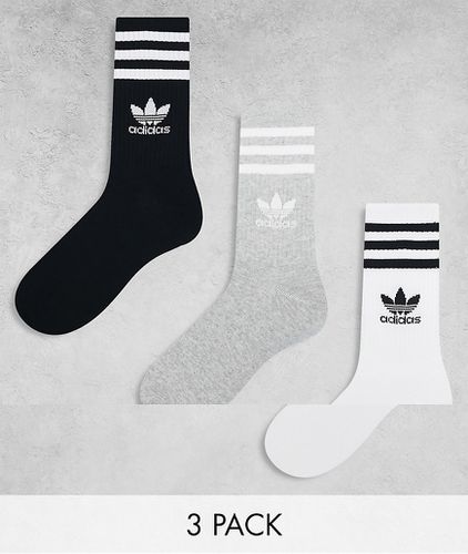 Lot de 3 paires de chaussettes mi-hautes - Blanc/gris/noir - Adidas Originals - Modalova