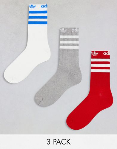 Lot de 3 paires de chaussettes montantes - Rouge, blanc et gris - Adidas Originals - Modalova