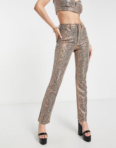 Heston - Pantalon d'ensemble droit à taille haute en imitation cuir - Imprimé serpent - Afrm - Modalova