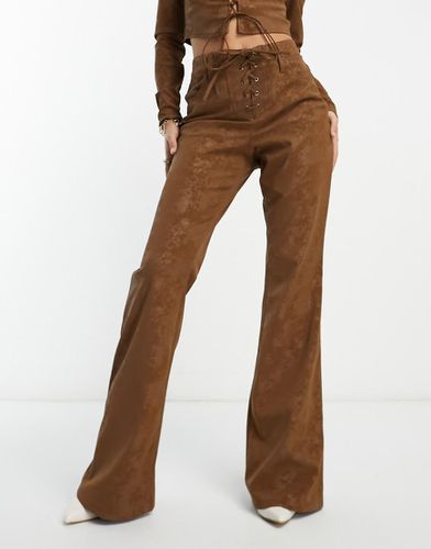 Millie - Pantalon évasé d'ensemble à taille basse et laçage - Moka - Afrm - Modalova