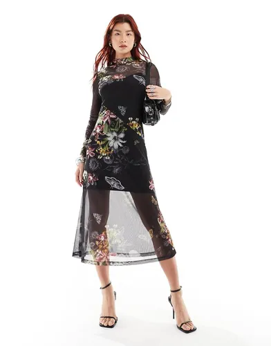 Hanna Sanibel - Robe mi-longue à fleurs en tulle - Allsaints - Modalova