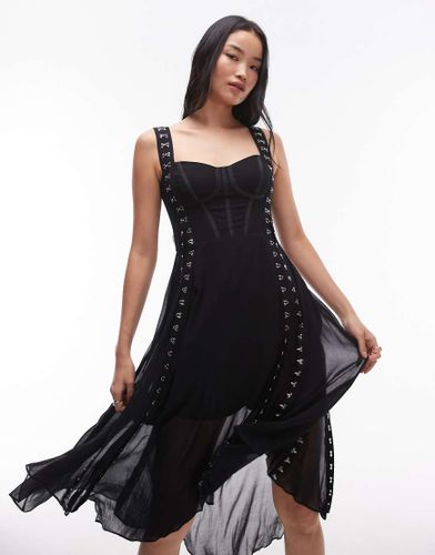 Luna - Robe mi-longue style corset en tulle - Allsaints - Modalova