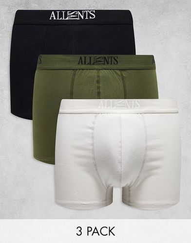 Lot de 3 boxers en coton - Noir, vert et blanc cassé - Allsaints - Modalova