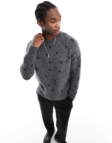 Polk - Pull imprimé en maille ras de cou - foncé - Allsaints - Modalova