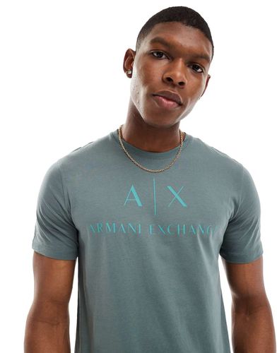 T-shirt ajusté avec logo sur la poitrine - foncé - Armani Exchange - Modalova