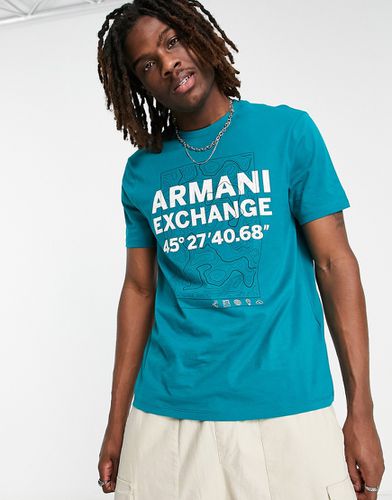 T-shirt décontracté à grand logo - Sarcelle - Armani Exchange - Modalova