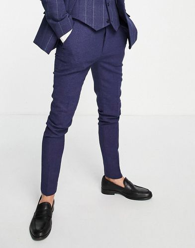 ASOS DESIGN Wedding - Country - Pantalon de costume skinny en laine mélangée au fini tressé - Bleu - Asos Design - Modalova