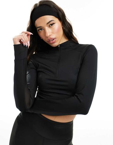 Crop top à manches longues avec col zippé et empiècements en tulle - Asos 4505 - Modalova