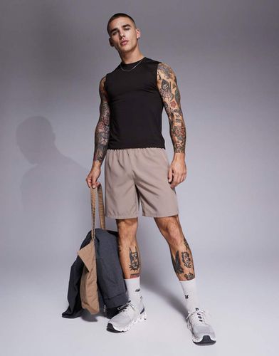 Icon - Short de sport 18 cm à séchage rapide avec poches zippées - taupe - Asos 4505 - Modalova