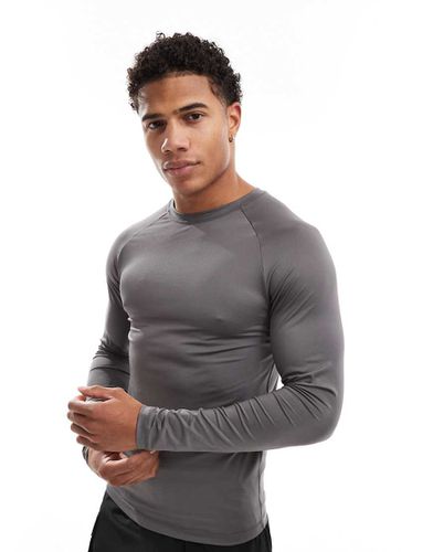 Icon - Top de sport thermique ajusté à manches longues - acier - Asos 4505 - Modalova