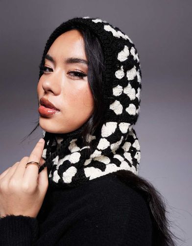 Ski - Cagoule en maille au crochet - Noir et blanc - Asos 4505 - Modalova