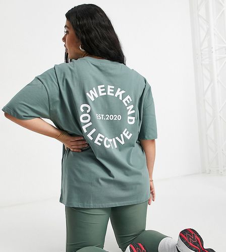 ASOS - Weekend Collective Curve - T-shirt oversize avec logo - Kaki - ASOS Weekend Collective - Modalova