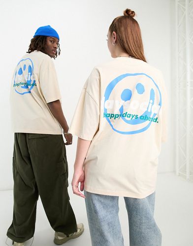 ASOS - Daysocial - T-shirt oversize à logo imprimé et smileys - Neutre - Asos Design - Modalova