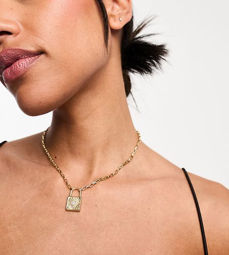 Collier avec pendentif cadenas semi-précieux - Asos Design - Modalova