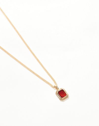 Collier avec pendentif carré à pierre d'agate rouge semi-précieuse - Asos Design - Modalova