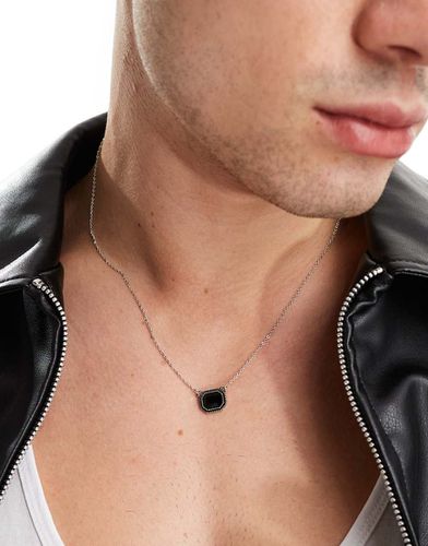 Collier avec pendentif pierre noire - Asos Design - Modalova