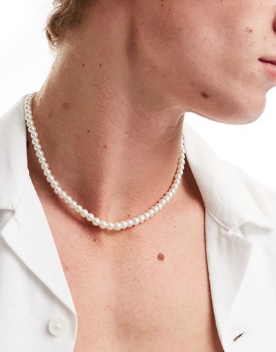 Collier court avec perles fantaisie en verre 6 mm - Asos Design - Modalova