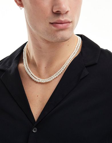 Collier double rang à perles fantaisie 4 mm et 6 mm - Asos Design - Modalova