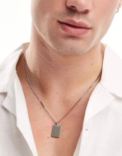 Collier en acier inoxydable imperméable avec pendentif carré - Asos Design - Modalova