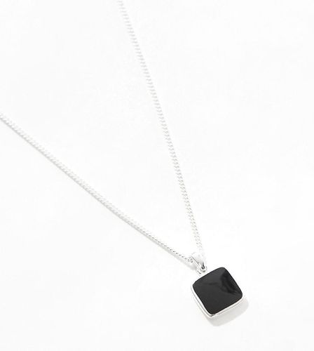 Collier en argent massif et pendentif noir - Asos Design - Modalova