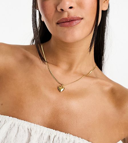 Collier en plaqué or 14 carats avec médaillon caur bombé - Asos Design - Modalova