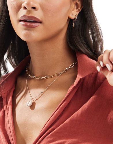 Collier multirang à maillons ajourés et pendentif coquillage - Asos Design - Modalova