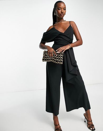 Combinaison jupe-culotte à encolure drapée en néoprène - Noir - Asos Design - Modalova
