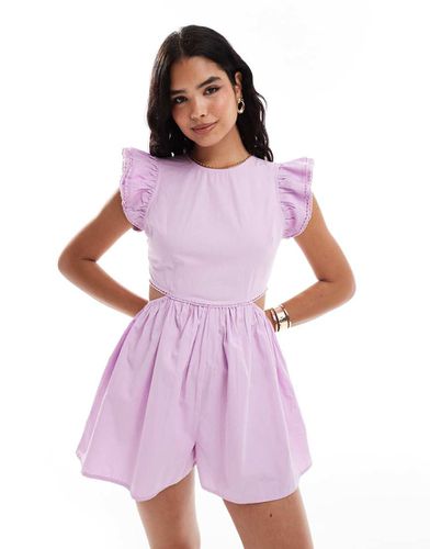 Combishort découpé à la taille avec manches volantées - Lilas - Asos Design - Modalova