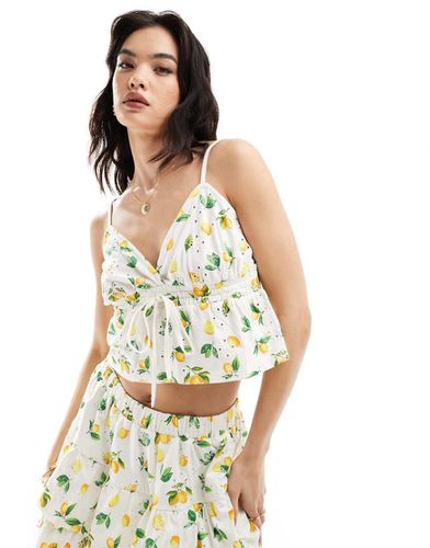 Caraco babydoll en broderie anglaise à imprimé citrons - Asos Design - Modalova