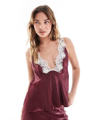 Caraco en dentelle et satin - Bordeaux - Asos Design - Modalova