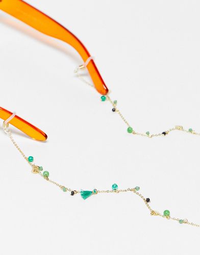 Chaîne de lunettes de soleil avec pampilles et perles vertes - Asos Design - Modalova