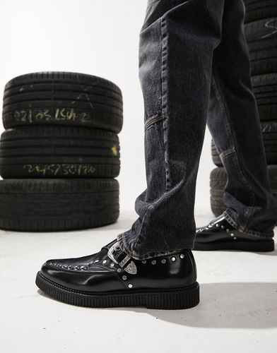 Chaussures derby en cuir avec détail western - Noir - Asos Design - Modalova