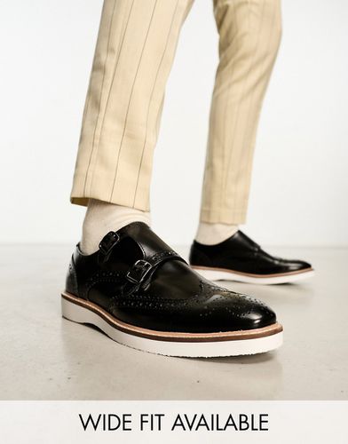 Chaussures richelieu en cuir avec semelle compensée blanche - Noir - Asos Design - Modalova