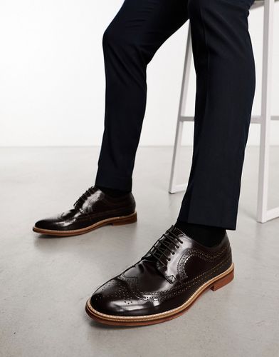 Chaussures richelieu en cuir avec semelle naturelle - Marron foncé - Asos Design - Modalova