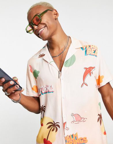 Chemise à revers décontractée avec imprimé Venice Beach - Asos Design - Modalova