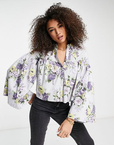 Chemise à smocks et manches volumineuses avec imprimé floral - Asos Design - Modalova
