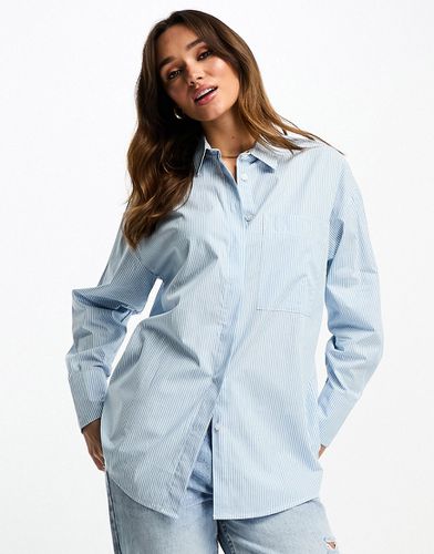 Chemise coupe boyfriend à manches longues et rayures - Bleu/blanc - Asos Design - Modalova