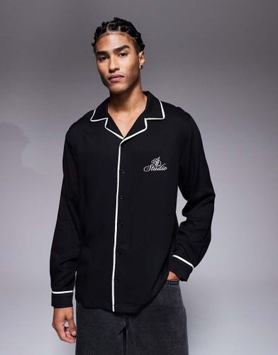 Chemise coupe classique brode sur la poitrine avec col  revers et liser - Asos Design - Modalova