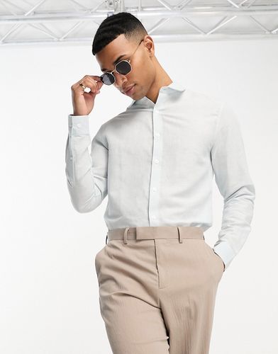 Chemise classique en lin mélangé avec col rond - pâle - Asos Design - Modalova