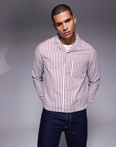 Chemise décontractée coupe carrée à col cranté et rayures - Bordeaux/ - Asos Design - Modalova